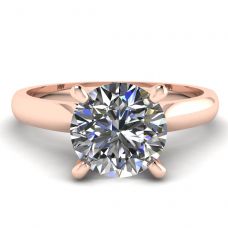 Anel de diamante clássico com um diamante em ouro rosa