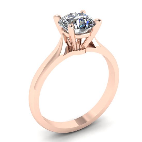 Anel de diamante clássico com um diamante em ouro rosa,  Ampliar imagem 4