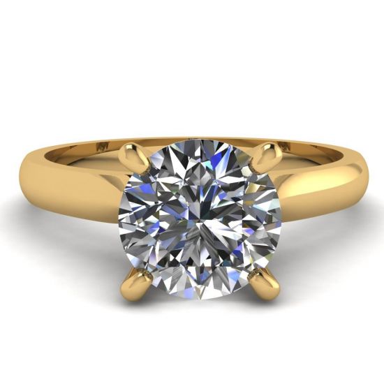 Anel de diamante clássico com um diamante em ouro amarelo, Ampliar imagem 1