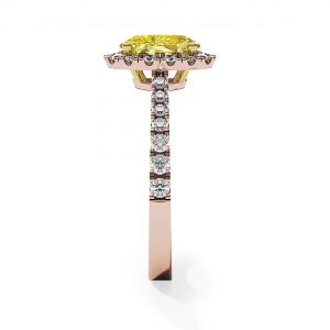 Anel de diamante amarelo oval de 1,13 quilates com halo de ouro rosa - Foto 3