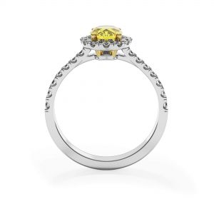 Anel de diamante amarelo oval de 1,13 quilates com halo de diamante - Foto 1