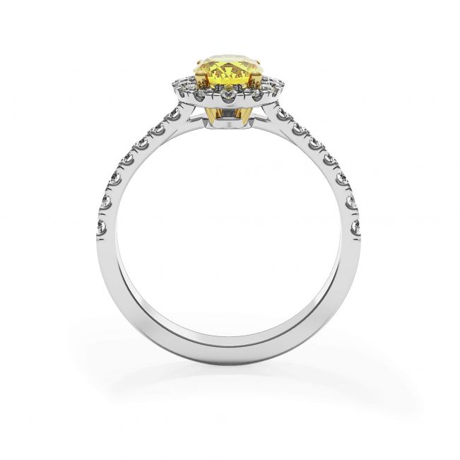Anel de diamante amarelo oval de 1,13 quilates com halo de diamante - Foto 1