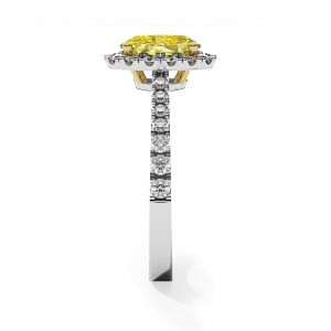 Anel de diamante amarelo oval de 1,13 quilates com halo de diamante - Foto 3