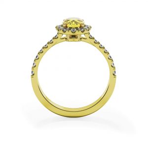 Anel de diamante amarelo oval de 1,13 quilates com halo de ouro amarelo - Foto 1