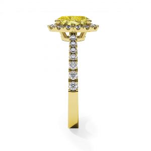 Anel de diamante amarelo oval de 1,13 quilates com halo de ouro amarelo - Foto 3
