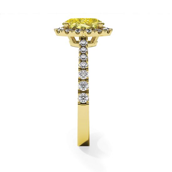 Anel de diamante amarelo oval de 1,13 quilates com halo de ouro amarelo,  Ampliar imagem 4