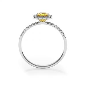 Almofada Anel de Diamante Amarelo de 1/2 ct com Halo - Foto 1