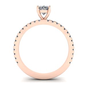Anel de diamante oval com pavê em ouro rosa - Foto 1
