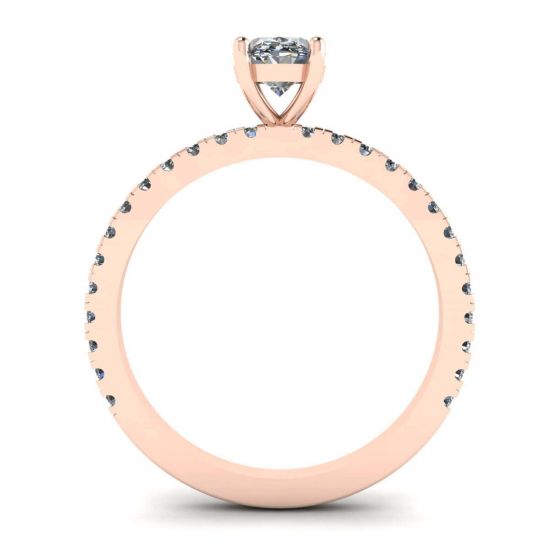 Anel de diamante oval com pavê em ouro rosa,  Ampliar imagem 2