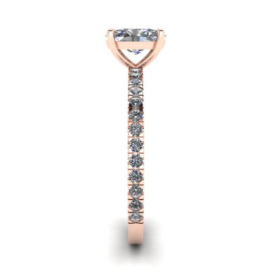 Anel de diamante oval com pavê em ouro rosa,  Ampliar imagem 3