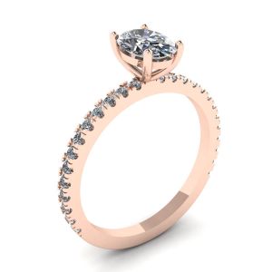 Anel de diamante oval com pavê em ouro rosa - Foto 3