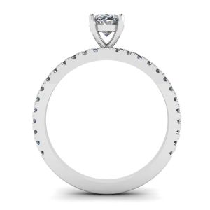 Anel de diamante oval com pavê lateral - Foto 1