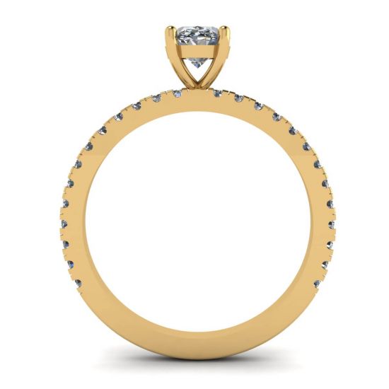 Anel de diamante oval com pavê em ouro amarelo, More Image 0