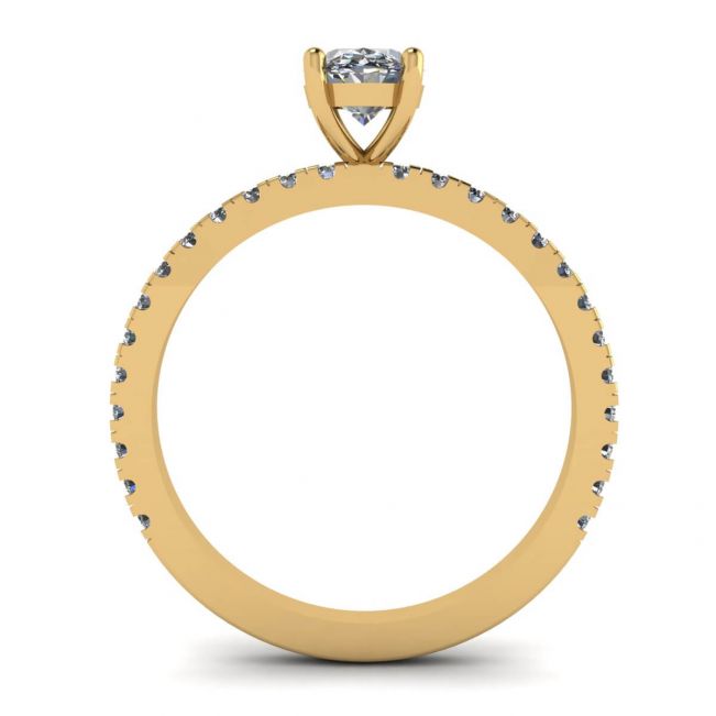 Anel de diamante oval com pavê em ouro amarelo - Foto 1