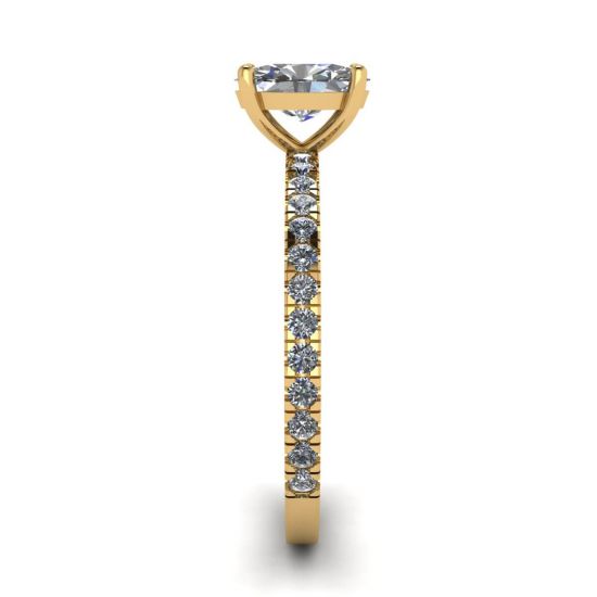 Anel de diamante oval com pavê em ouro amarelo,  Ampliar imagem 3