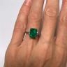 Anel de diamantes de esmeralda de 3,31 quilates e trilhões laterais, Imagem 6