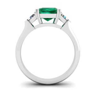 Anel de diamantes de esmeralda de 3,31 quilates e trilhões laterais - Foto 1