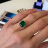 Anel de diamantes de esmeralda de 3,31 quilates e trilhões laterais, Imagem 8