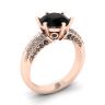 Diamante preto de 6 pinos com anel Pave de duas cores ouro rosa, Imagem 4