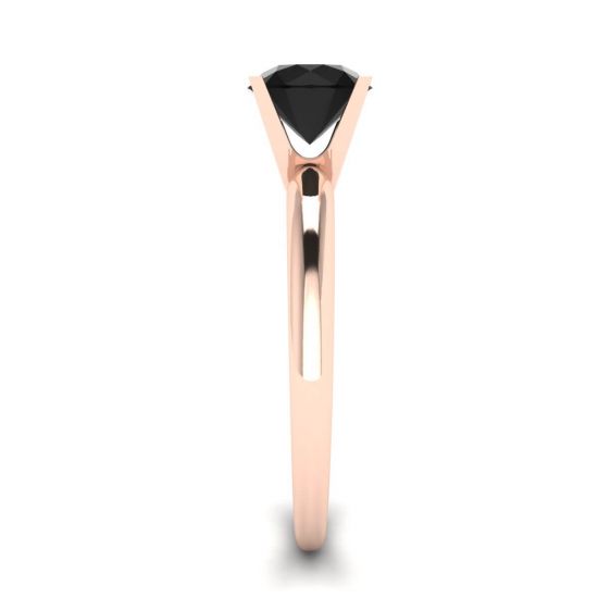 Anel diamante preto com v cravação ouro rosa,  Ampliar imagem 3