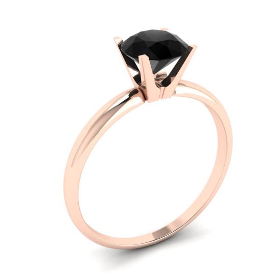 Anel diamante preto com v cravação ouro rosa,  Ampliar imagem 4