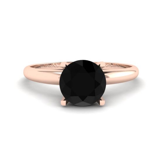 Anel diamante preto com v cravação ouro rosa, Imagem 1