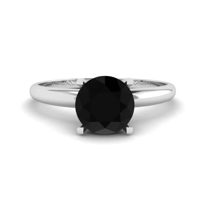 Anel de ouro branco com cravação de diamante negro