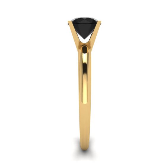 Anel de ouro amarelo diamante preto com cravação V, More Image 1
