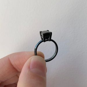 Diamante Negro Anel de Ródio Negro - Foto 4