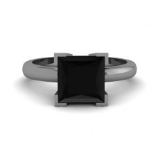 Diamante Negro Anel de Ródio Negro