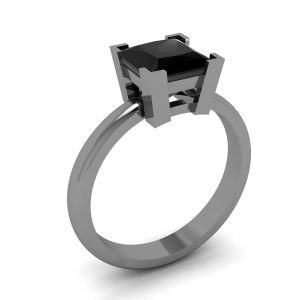 Diamante Negro Anel de Ródio Negro - Foto 3