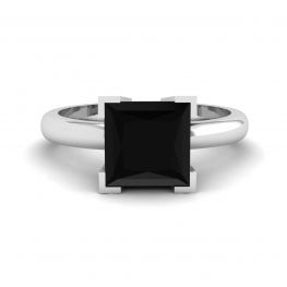 Anel de diamante negro ouro branco