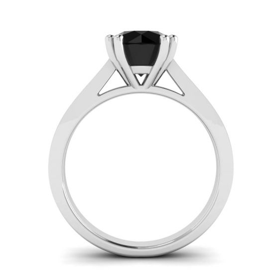 Diamante negro redondo com anel de ouro branco 18 preto pave,  Ampliar imagem 2