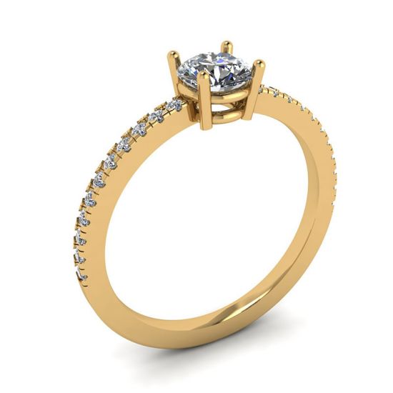 Anel Pave Lateral com Diamante Branco Ouro Amarelo 18K,  Ampliar imagem 4