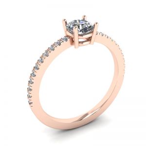 Anel Pave Lateral com Diamante Branco Ouro Rosa 18K - Foto 3