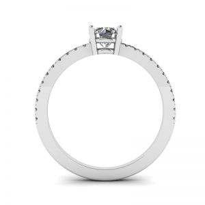 Anel Pave Lateral com Diamante Branco Ouro Branco 18K - Foto 1