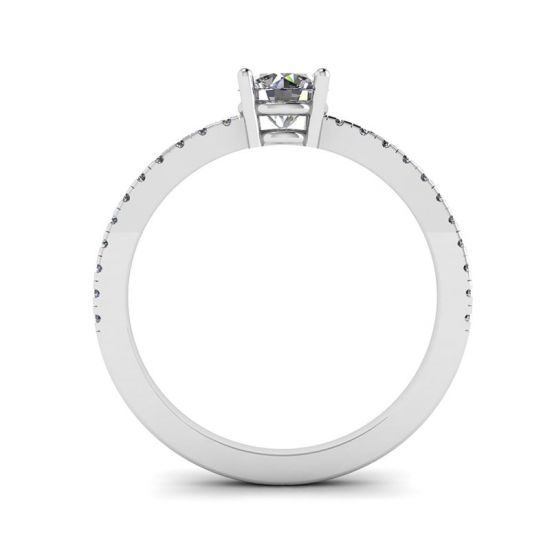 Anel Pave Lateral com Diamante Branco Ouro Branco 18K, More Image 0