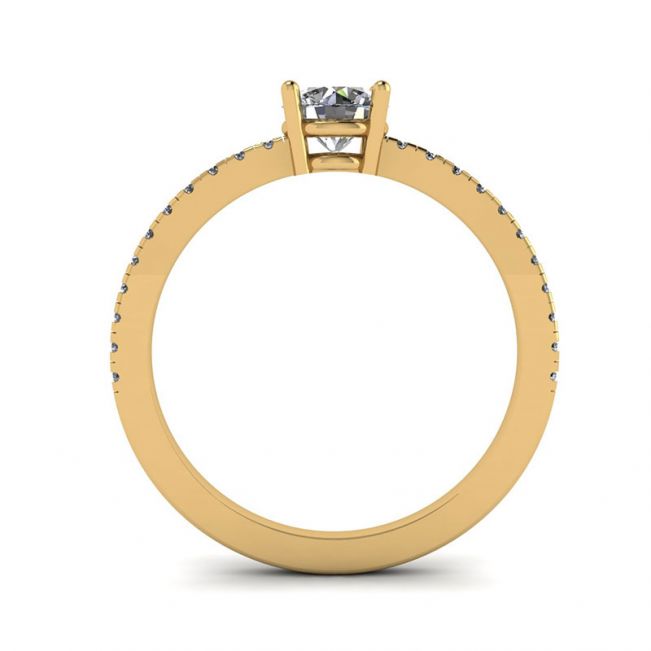 Anel Pave Lateral com Diamante Branco Ouro Amarelo 18K - Foto 1