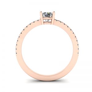 Anel Pave Lateral com Diamante Branco Ouro Rosa 18K - Foto 1