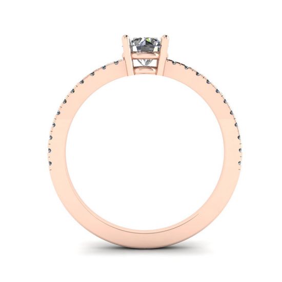 Anel Pave Lateral com Diamante Branco Ouro Rosa 18K,  Ampliar imagem 2