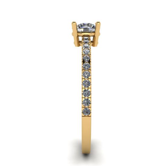Anel Pave Lateral com Diamante Branco Ouro Amarelo 18K,  Ampliar imagem 3