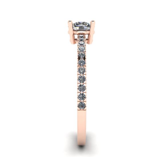 Anel Pave Lateral com Diamante Branco Ouro Rosa 18K, More Image 1