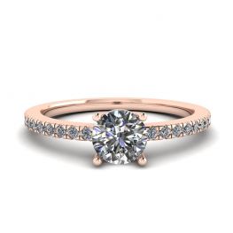 Anel Pave Lateral com Diamante Branco Ouro Rosa 18K