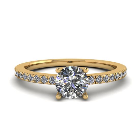 Anel Pave Lateral com Diamante Branco Ouro Amarelo 18K, Imagem 1