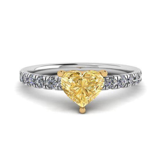 Diamante Amarelo Coração 0,5 ct com Anel Pave Lateral, Ampliar imagem 1