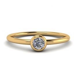 Anel Pequeno Diamante Redondo La Promesse Ouro Amarelo