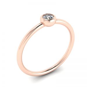 Anel Pequeno Diamante Redondo La Promesse Ouro Rosa - Foto 3