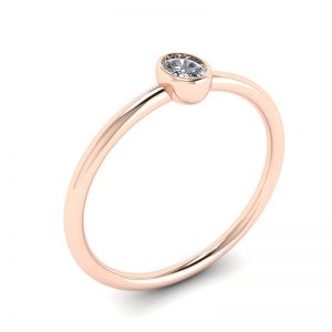 Anel Pequeno Oval com Diamante La Promesse Ouro Rosa - Foto 3