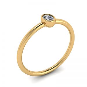 Anel Pequeno Oval com Diamante La Promesse Ouro Amarelo - Foto 3