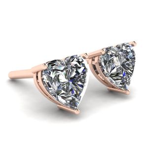 Brincos de diamante em formato de coração ouro rosa - Foto 2